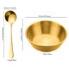 4Pcs Stainless Steel Golden Sauce Dish and 4Pcs Spoon for Appetizer Serving Tray Sauce Dishes Spice Plates Kitchen Supplies