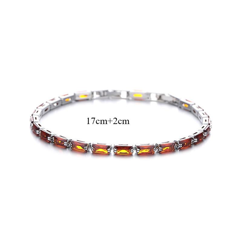 Simple Rectangular Garnet Red Zircon Bracelet for Women, Versatile Fashion