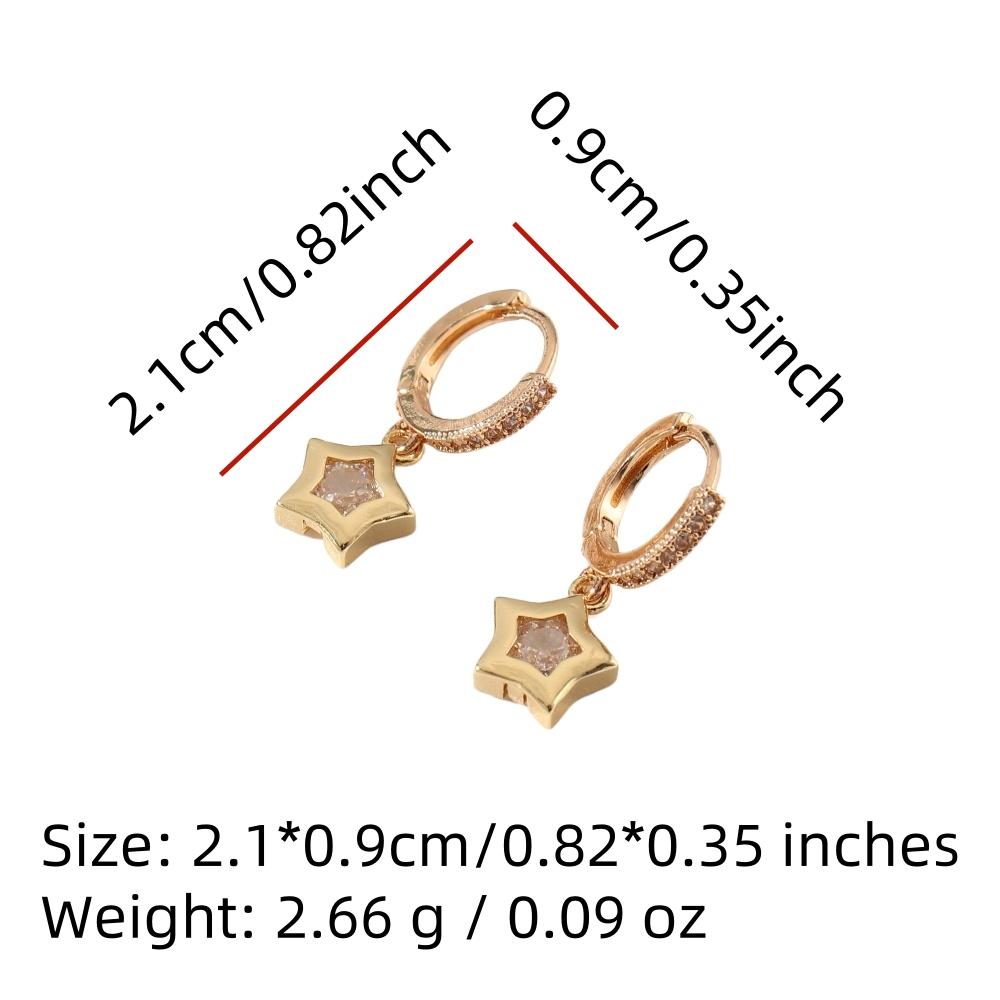 1 Pair Simple Five-pointed Star Dangle Earrings for Women Cubic Zirconia Jewelry Daily Wedding Party Accessories