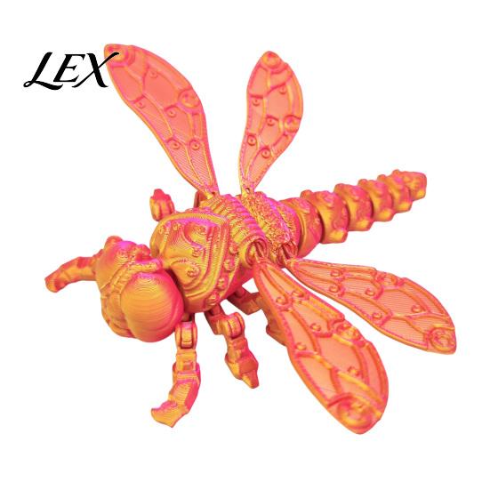 Handheld Fidget Toy 3D Printed Dragonfly Figurine, Articulated Model with Movable Joints, Toys Stress Relief Insect for Desk Decoration PLA Models