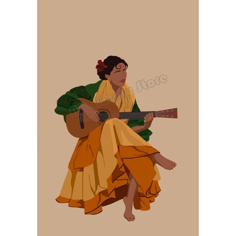 

Абстрактная мексиканская народная музыка Этническая девушка в красной юбке Мультяшный постер Холст Живопись Ретро Настенное искусство Картина Домашний Бар Декор 21cm×30cm NoFrame