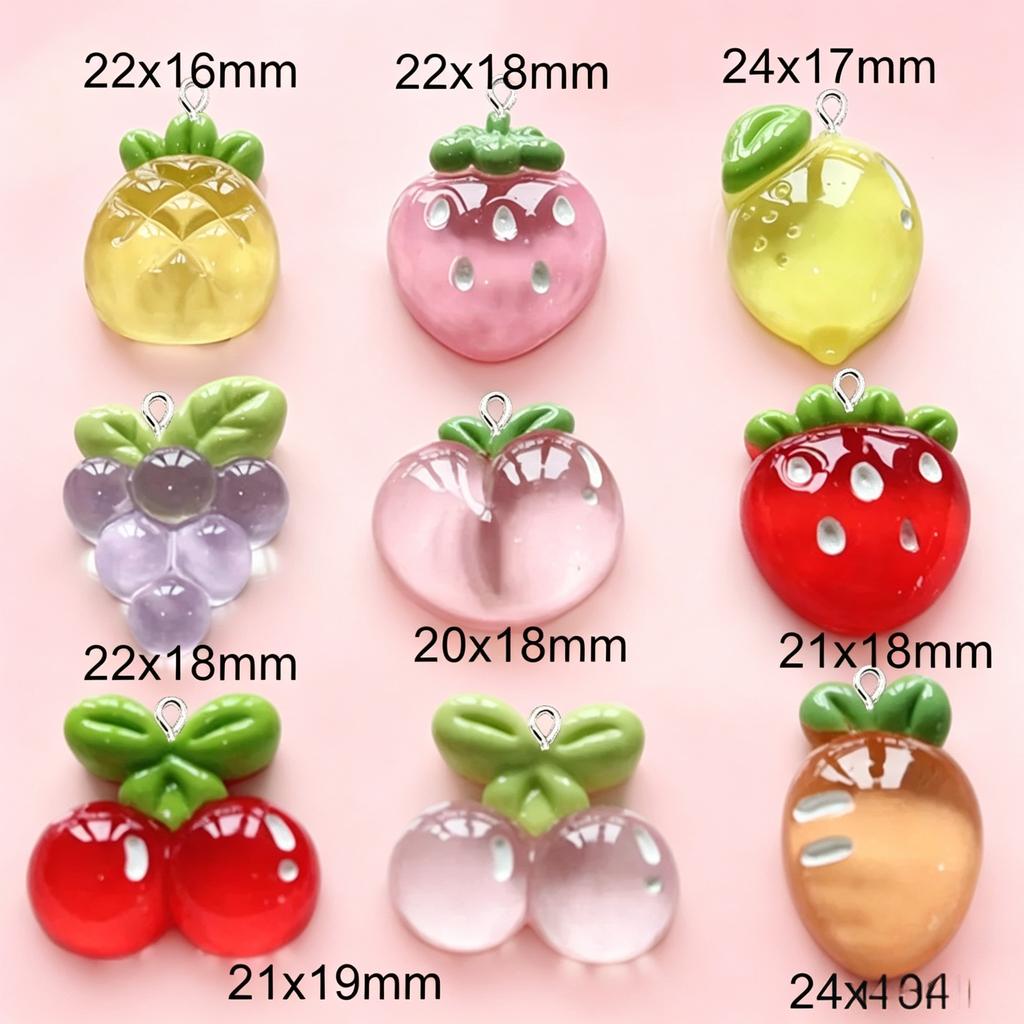 10Pcs/Pack Transparent Fruit Flatback Charms Lemon Peach For Earring Hairpin Accessories