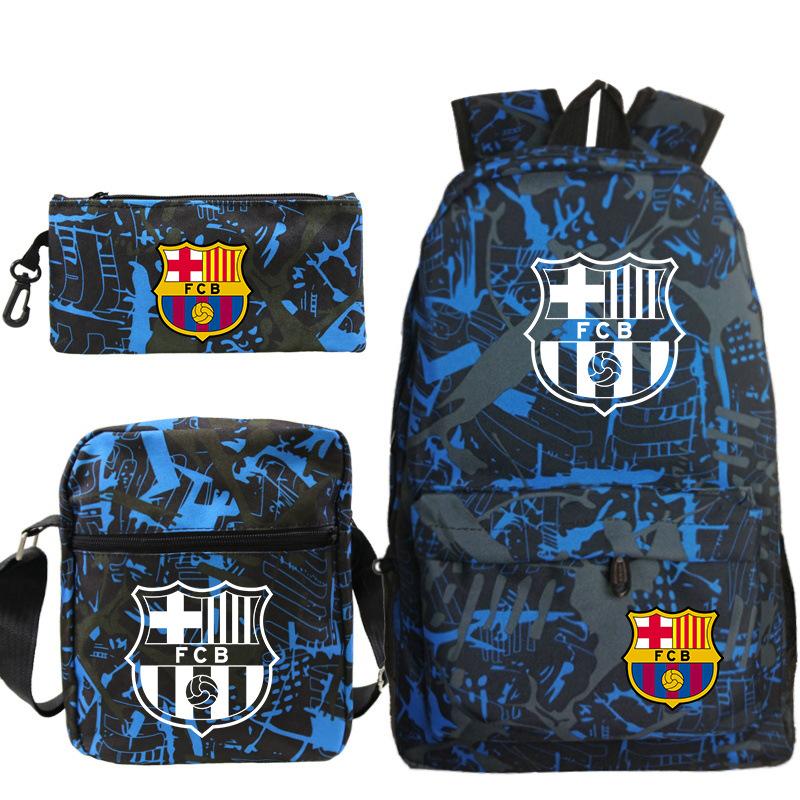 Student Backpack Set of 3 Star Player Print Oxford Cloth Bookbag Shoulder Bag Pencil Case Combo Large Capacity School Bag Gift for Teens
