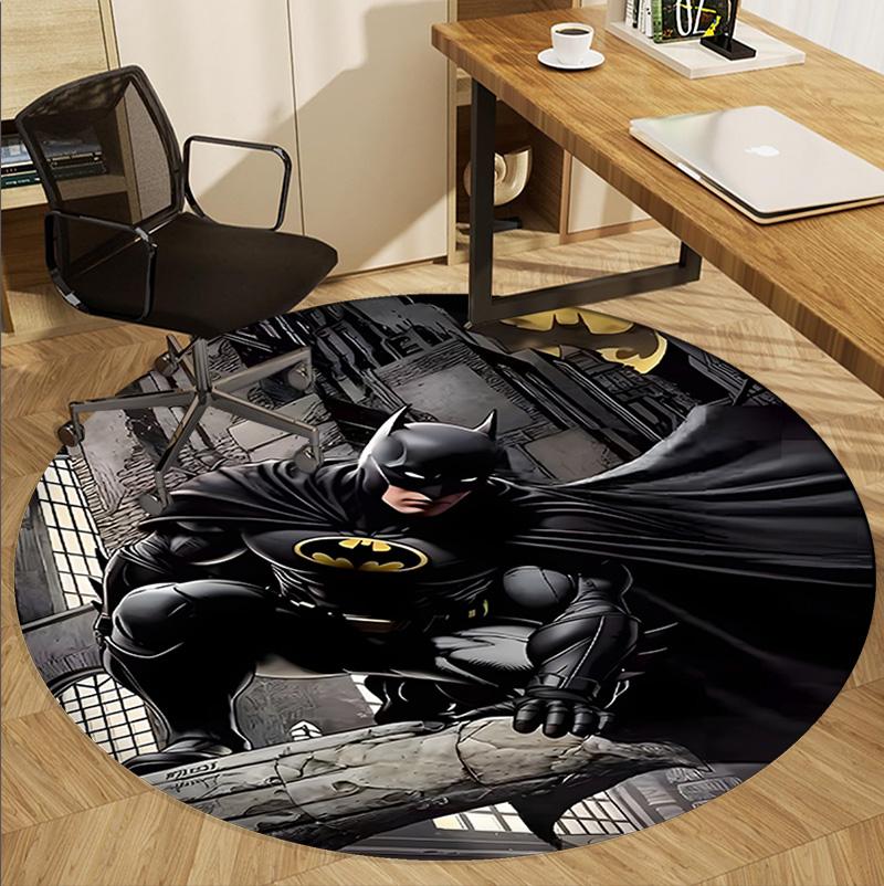 Batman Pattern Round Rug, Indoor/Outdoor Mat, for Picnic, Gameroom, Bedroom, Office, Living Room, Home Decor Carpet, Birthday Gift