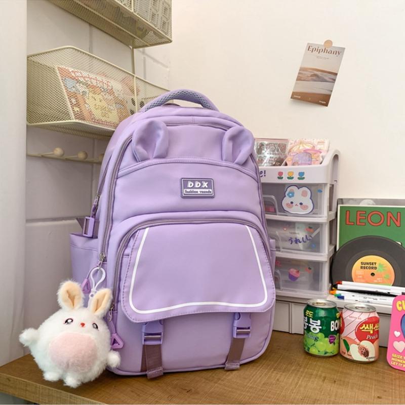 

Новый школьный рюкзак большой вместимости для девочек, корейская версия, милый нейлоновый детский рюкзак для ученика начальной школы, 4, 5, 6 класс, ранец One size фиолетовый