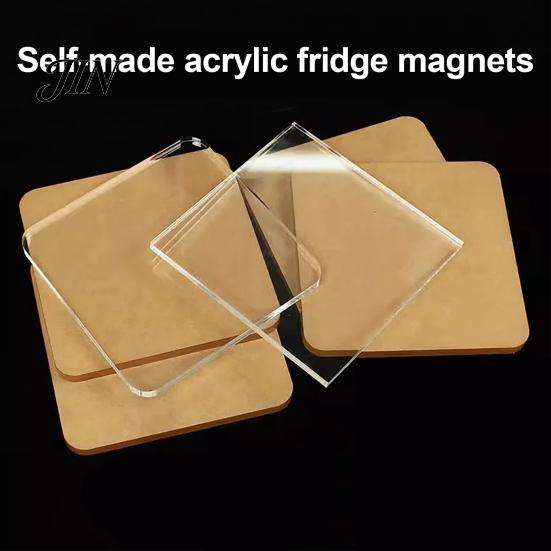 Magnetic Fridge Decor 10 Sets DIY Acrylic Magnet Kit, Square Refrigerator Durable Magnets Crafts, Clear Picture Photo Holder for Home Office