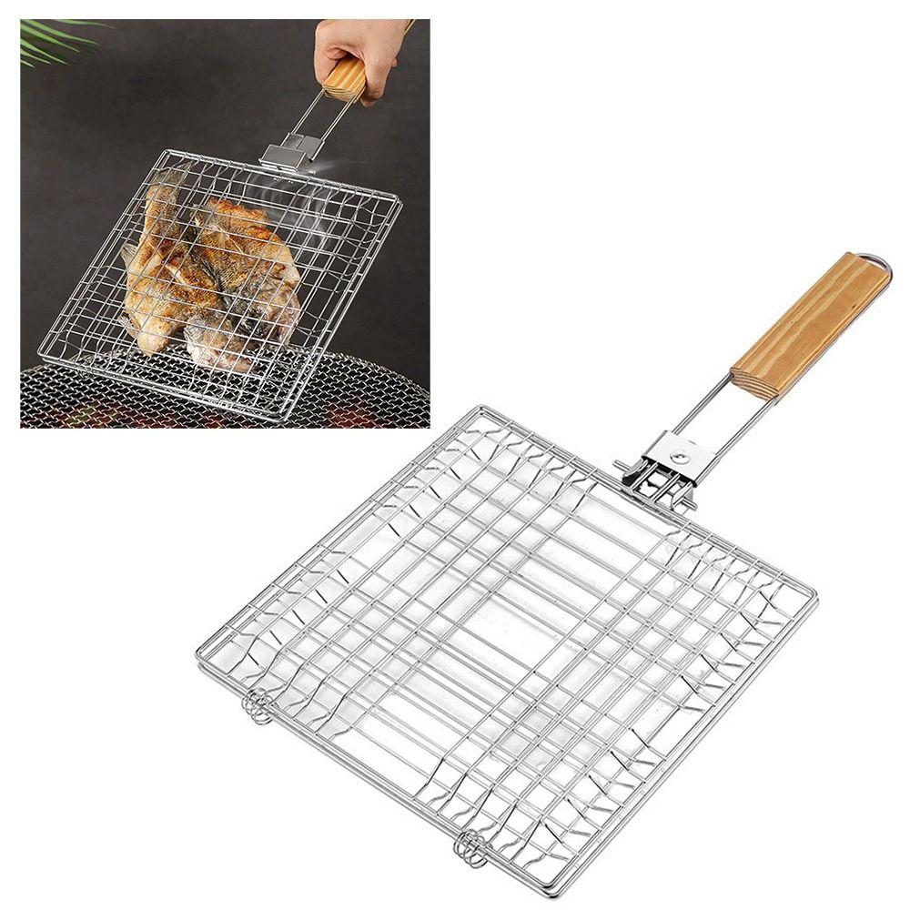Easy To Clean Portable BBQ Net With Handle BBQ Grilling Basket Durable Grill Basket  Grilled Fish