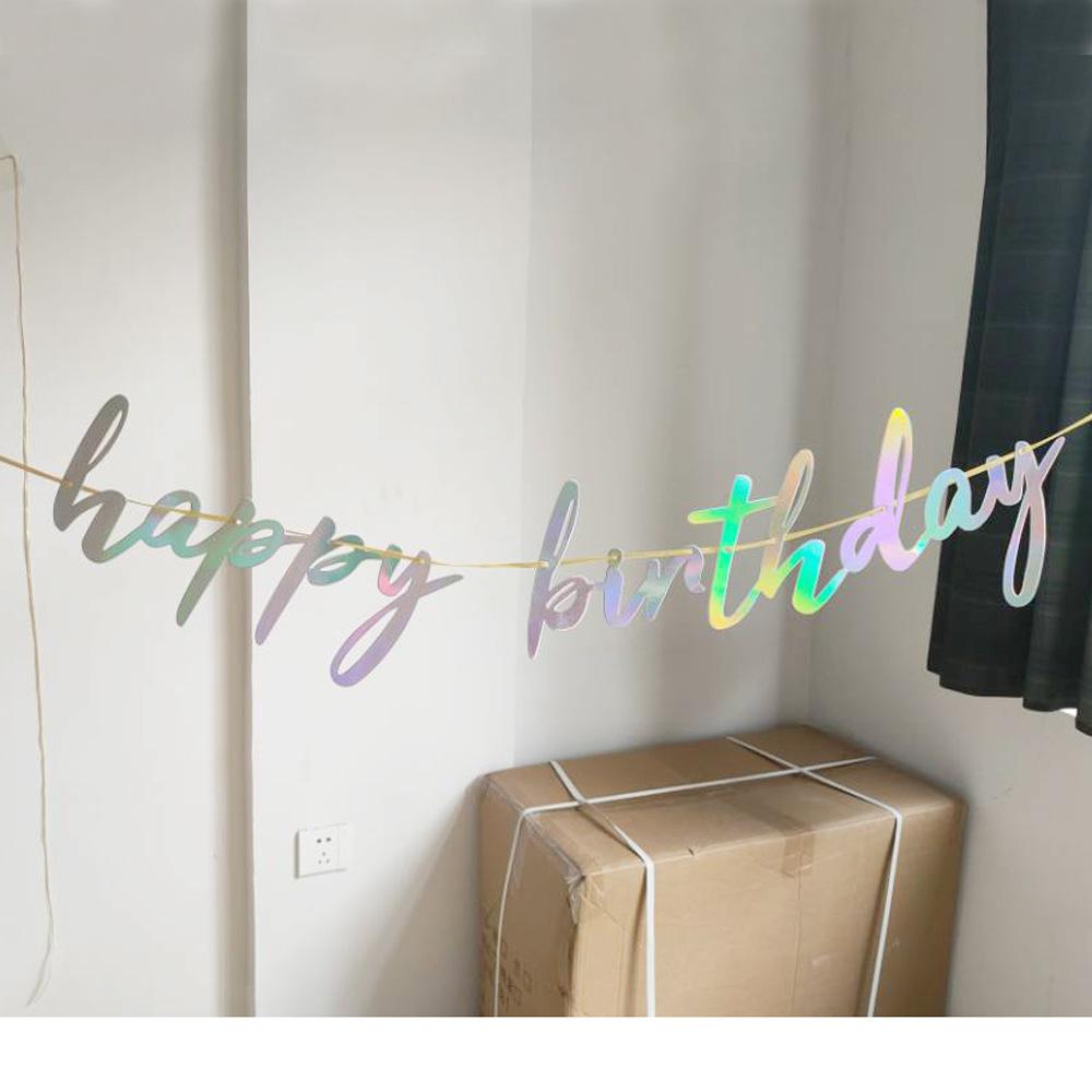 Happy Birthday Hat One-Piece Bronzing Flag Baby'S First Birthday Arrangement Banner Customization