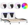VidaXL Cadre de Lit avec Lumières LED, Lit Rembourré avec Coussin, Lit Double, Lit Adulte Chambre, Moderne, Blanc Noir 3214042
