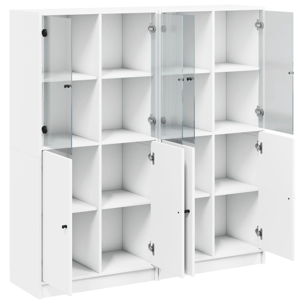 Vidaxl Biblioteczka Z Drzwiczkami, Biała, 136X37X142 Cm