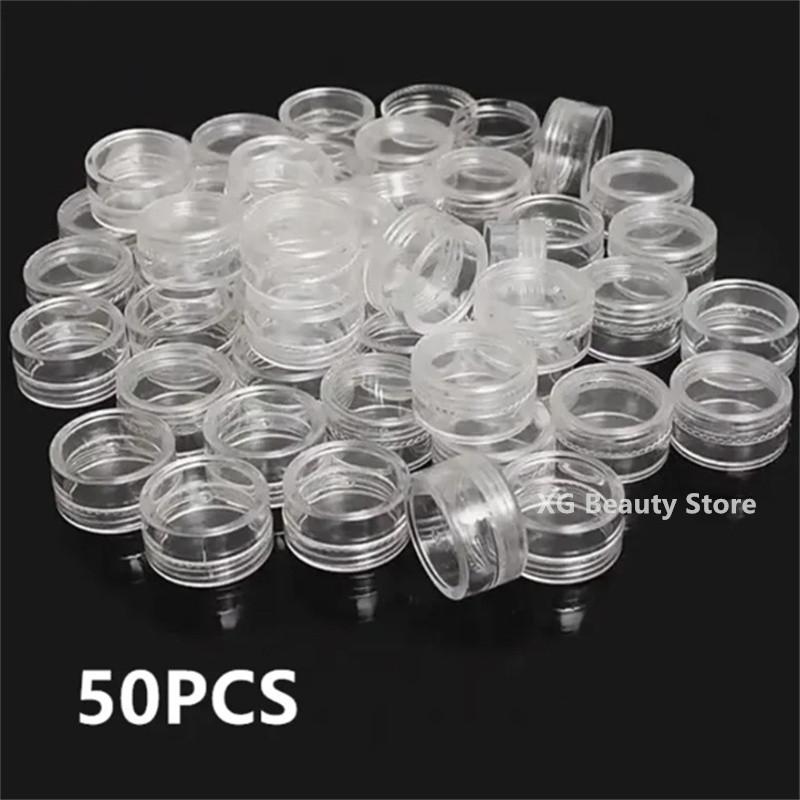 50/100/200pcs 2.5ml Clear Cosmetic Bottles Containers Pot Sample Clear Cream Jar For Nail Arts Small Clear Can Tin For Balm