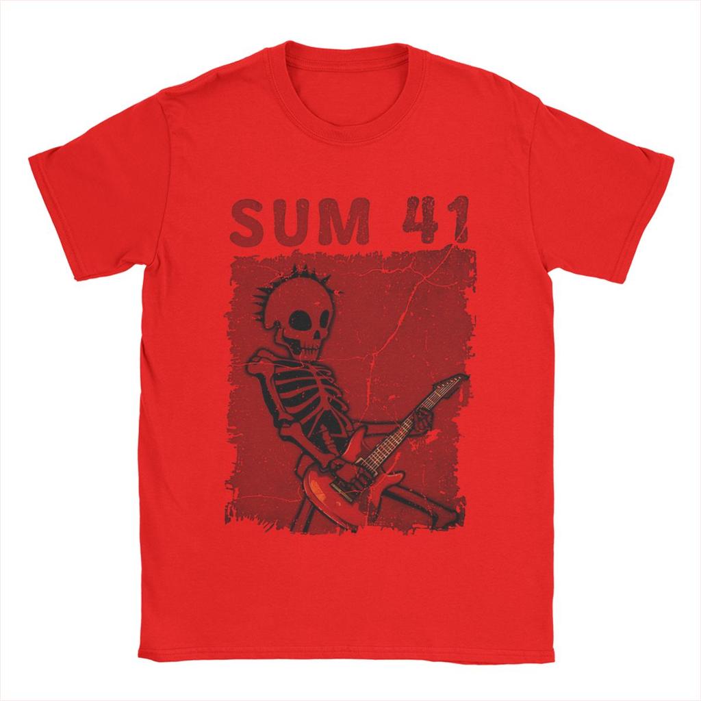 Skull Sum 41 T Shirt Men's Pure Cotton Casual T-Shirts Round Neck Tees Short Sleeve Tops Birthday Present