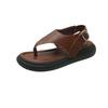Fashion thick-soled toe sandals female summer 2025 new fairy wind soft-soled pinched feet student Roman beach shoes