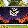 Scary Halloween Backdrop Banner-Castle with Bats&Full Moon for Indoor/Outdoor Parties,Graduation,Halloween Decor,Event