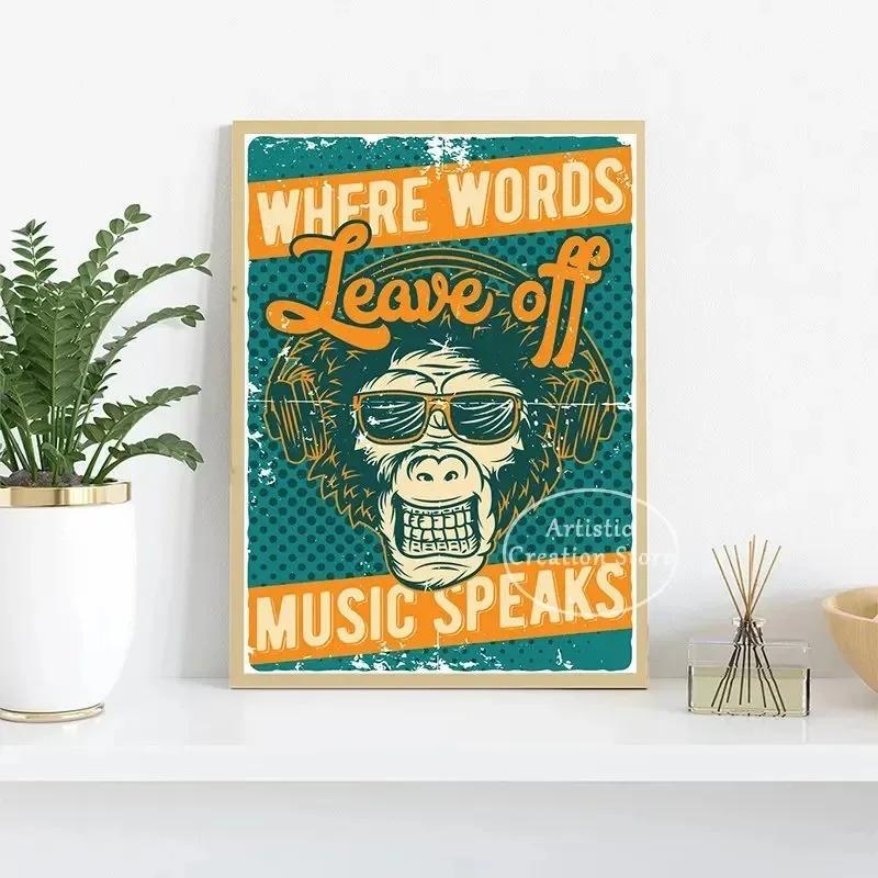 Vintage Nadruk Płótno i Malarstwo Retro Muzyka Oznakowanie Plakat na Imprezę Disco Obrazy Ścienne do Dekoracji Pokoju w Skandynawskim Barze Kawowym Studio