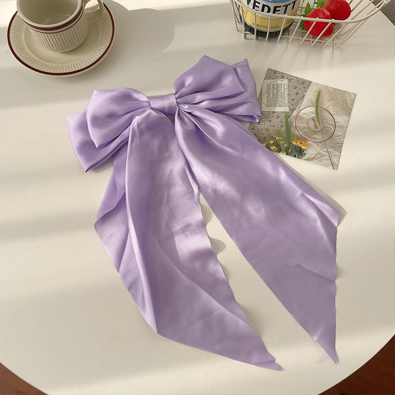 11 Solid Color Satin Ribbon Big Bows Hairpin Spring Clips Hair Accessories for Women Girls Trendy Korean Summer Headwear