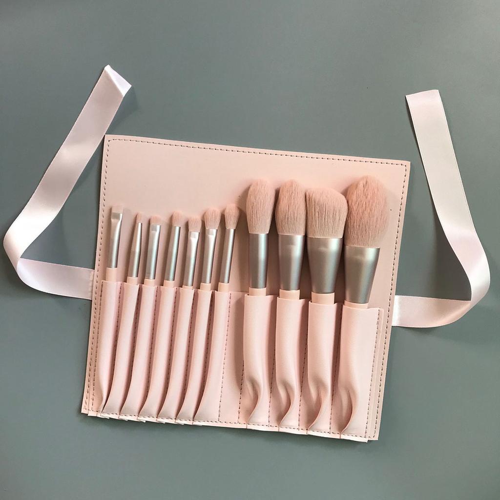 11pcs Good Quality Custom Makeup Brushes Organizer Bag Makeup Bag with Brush Holder pink Makeup Brush Set with case