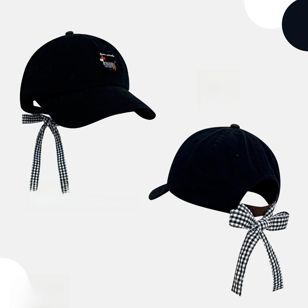 Korean Style Baseball Cap With Embroidered Dog Bowknot And Letter Design For Casual Women And Teens