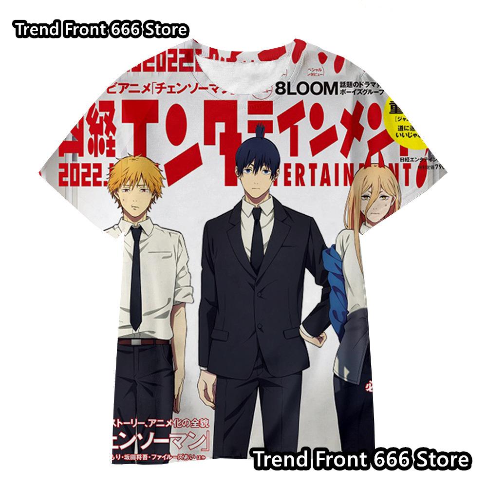 Chainsaw Man Anime 3d Prited Tops Boys Tshirt Girls Tshirts Children's Short Sleeve T-shirt Child Casual Clothes 4-14 Years