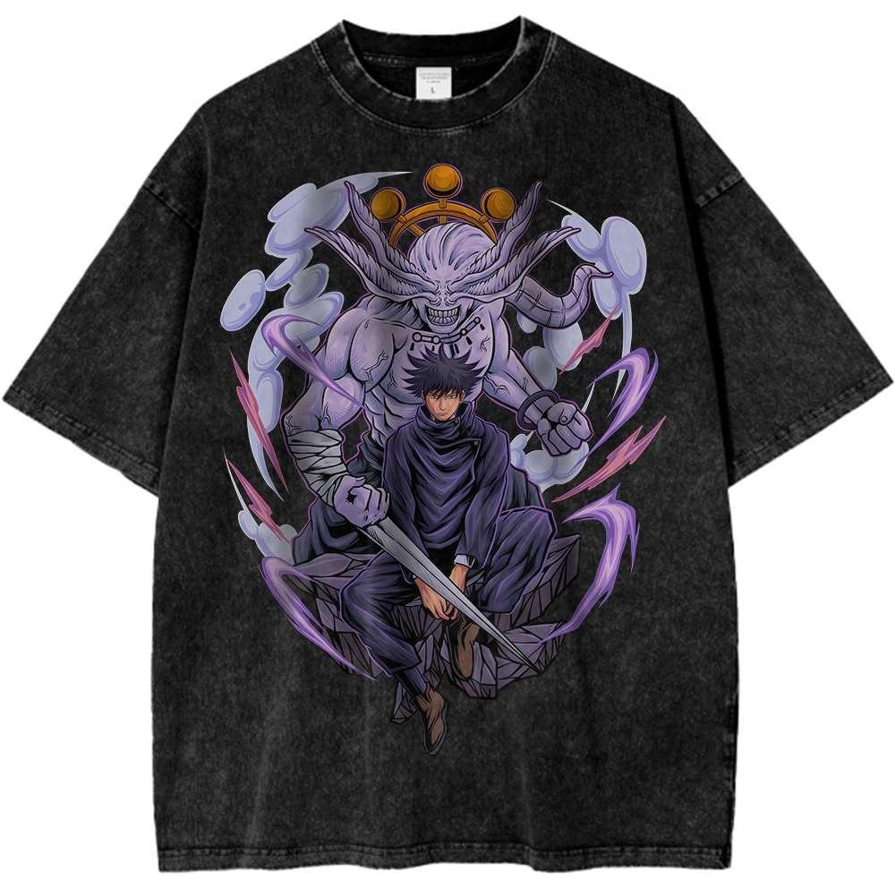 The Honored One Gojo Satoru TShirt Jujutsu Kaisen Prison Realm Tee Vintage Washed Oversized Anime Graphic Harajuku Men Clothing L