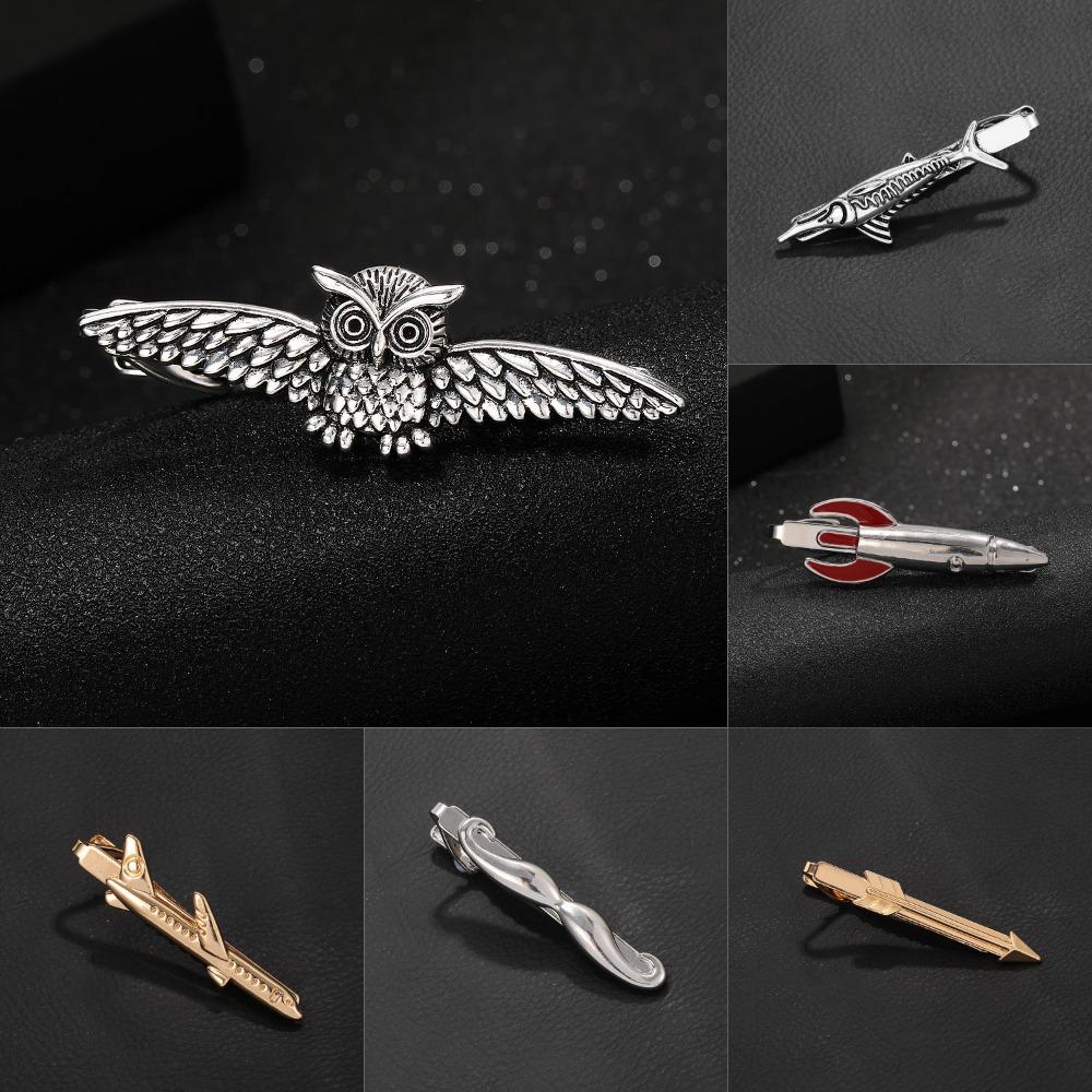 New Arrival Personality Mens Tie Clip With Plane Beard Rocket Owl Arrow Swordfish Shaped