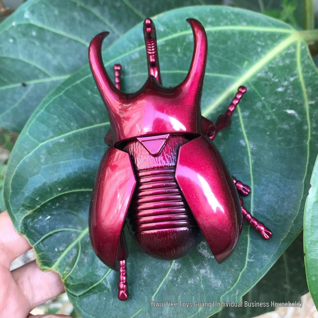 Educational Wind-up Rhinoceros Beetle Toy: Creative Fighting Insect Model for Kids' Observation & Relaxation