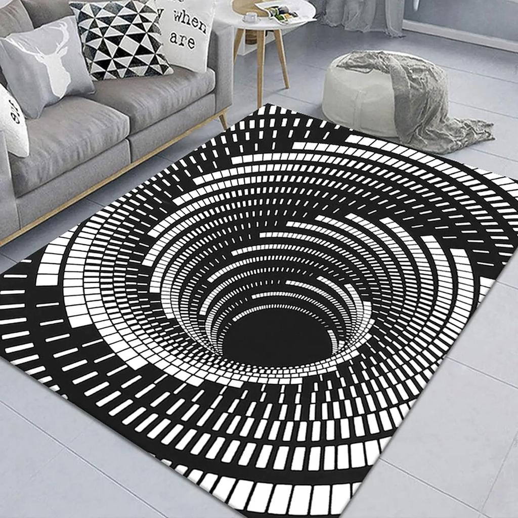 3D Vortex Illusion Carpet for Living Room Home Decorations Sofa Table Large Area Rugs Bedroom Bedside Foot Mat Non-slip Doormat