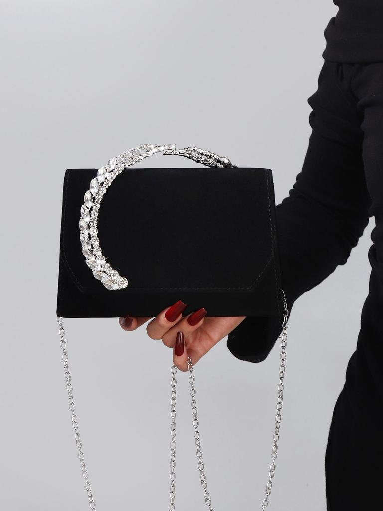 Velvet Rhinestone Crossbody Evening Bag: Luxurious High-End Women's Handbag