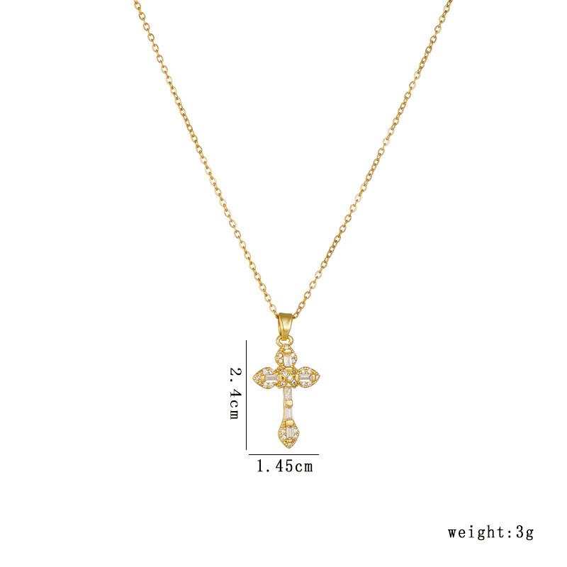 High Grade Cross Zircon Pendant Necklace Stainless Steel Light Luxury Geometric Choker Jewelry Party Gifts For Women Girls