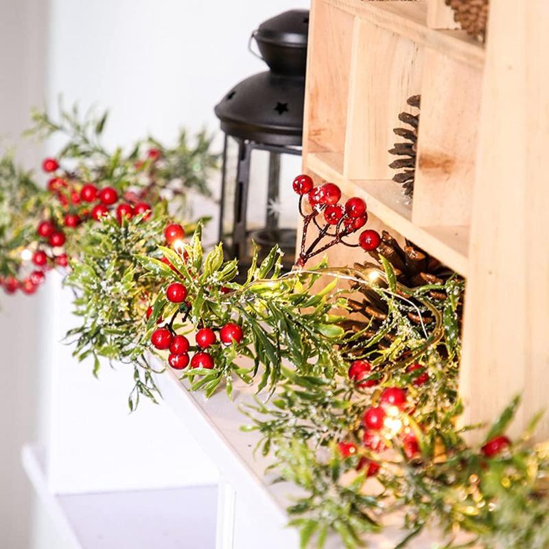 Rote Fruchtglocke, Pinienkerne, Lampenschnur, Kiefernnadel, Marmelade, Pilz, Weihnachtslampenschnur, Urlaubsdekoration, Weihnachtsdekoration, Lampenschnur