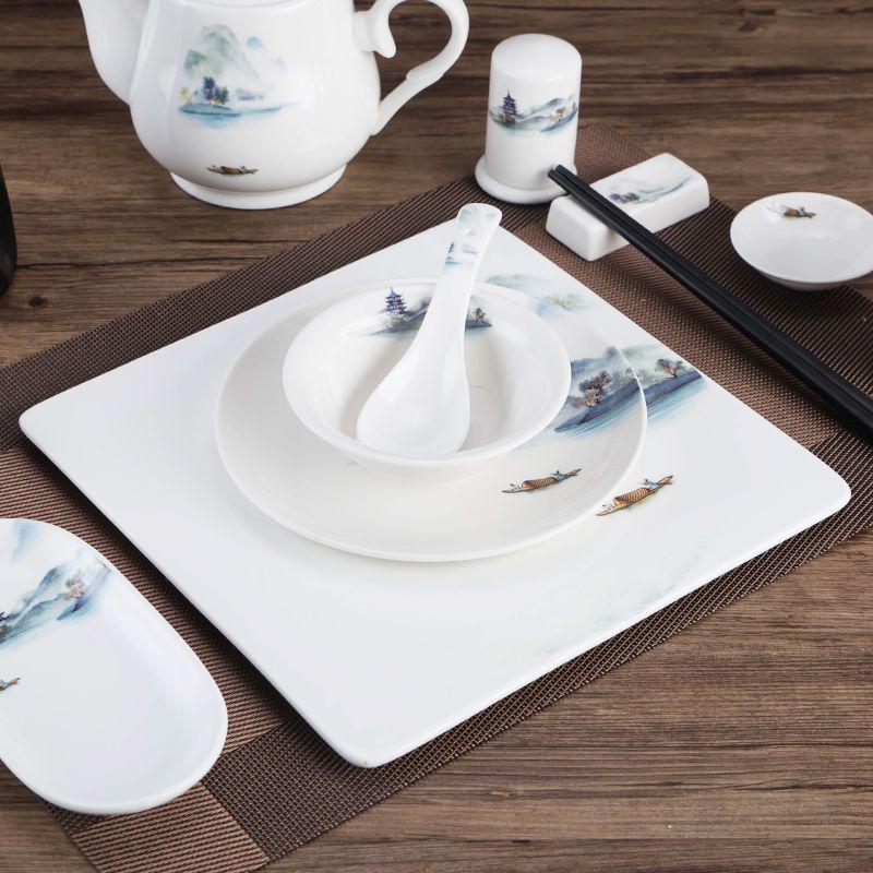 Luxury Ceramic Dinnerware Set: Plates, Bowls, Spoons & Cups for Restaurants & Clubs