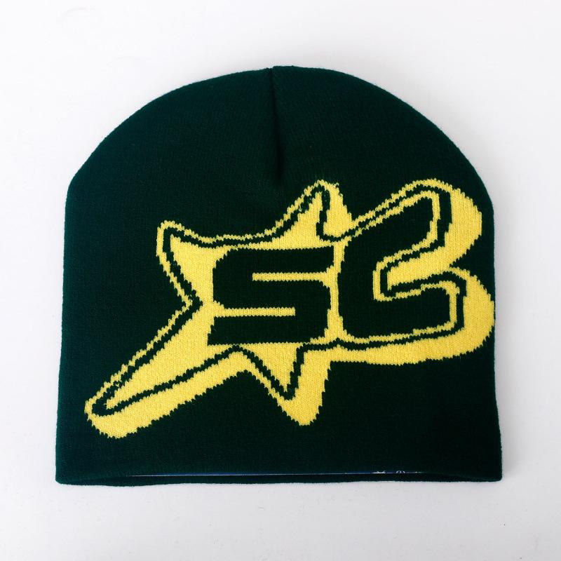 Autumn and Winter New SC Five-pointed Star Jacquard Knitted Hat Men's and Women's Fashion Street Cold Hip-hop Hip-hop Pullover Hat