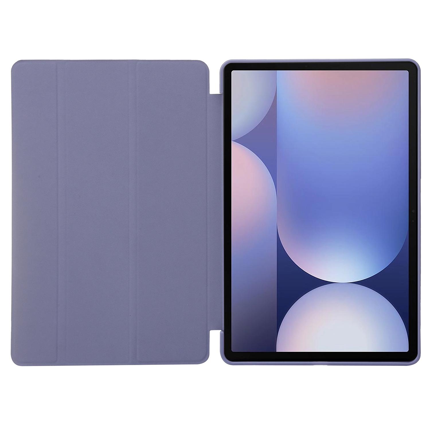 

For Samsung Galaxy Tab S10+ Case PU Leather+Silicone Tri-Fold Stand Tablet Cover Red