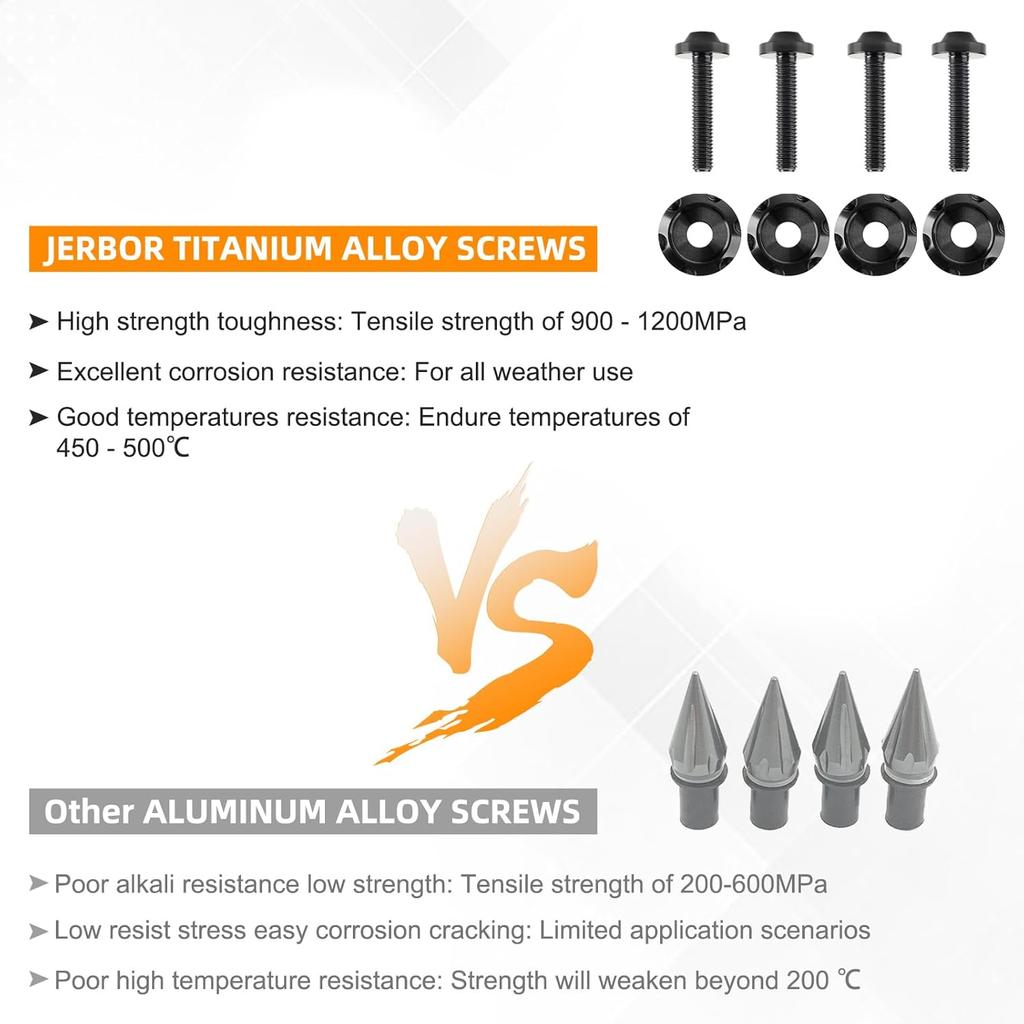 JERBOR Titanium Windshield Screws for Street Glide, Performance Windscreen Bolts Fit for 2024 Road Glide/ST, 121 CVO Road Glide, for Harley Touring