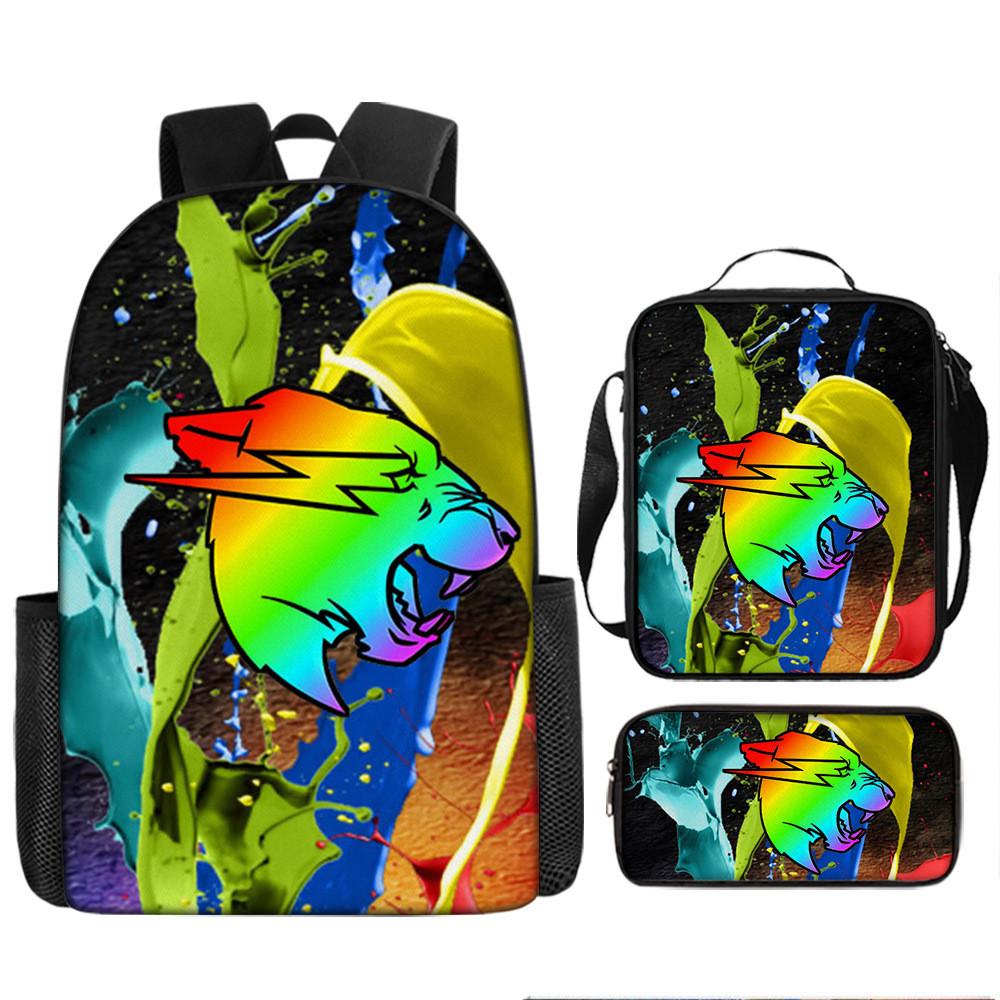 Mr Beast Lightning Cat 3d Print School Backpack With Breathable Oxford Fabric For Kids