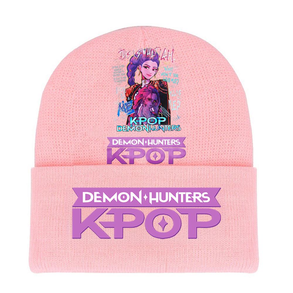 Kpop Demon Hunters HUNTRIX SAJABOYS Letter Printed Rolled-edge Woolen Knitted Cap Thickened Cold Season Adult Hat Fans Birth Date Present