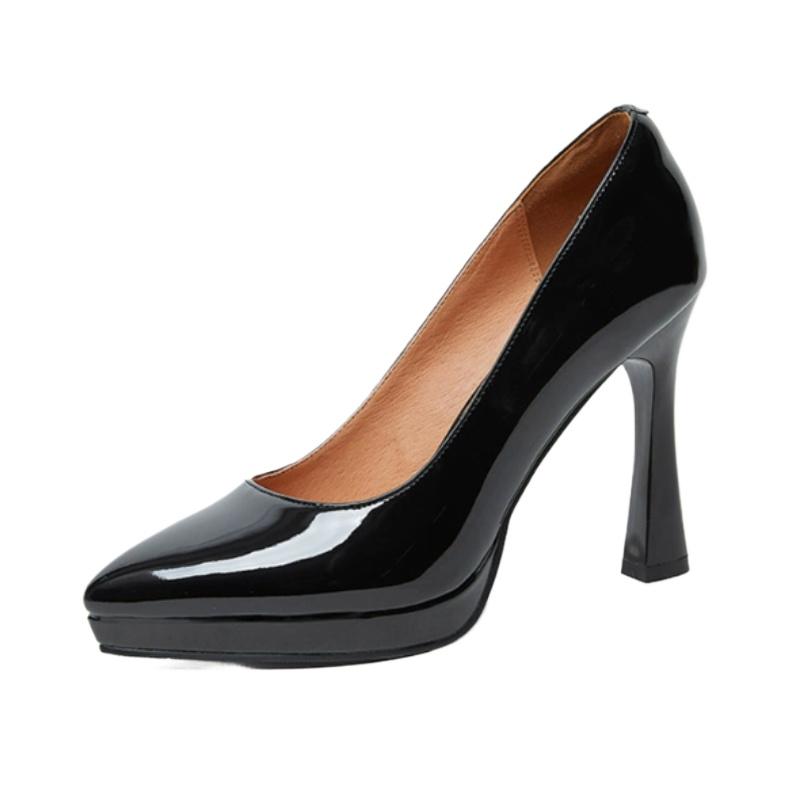 Fashion Spring and Autumn New Style Waterproof Fashionable Platform Slip-on Shoes Banquet Work Shoes Pointed Toe Thin High Heels