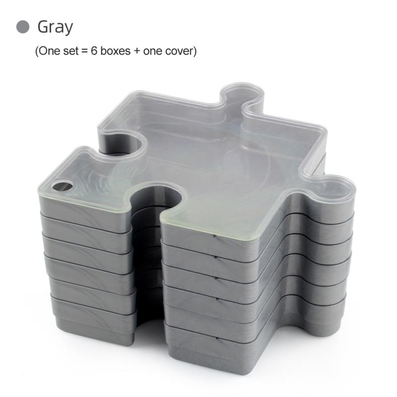 

6-слойный ящик для хранения головоломок с прозрачной крышкой 3D-органайзер для сортировки и сращивания головоломок Многофункциональный инструмент для хранения головоломок 20x20x11.7cm серый
