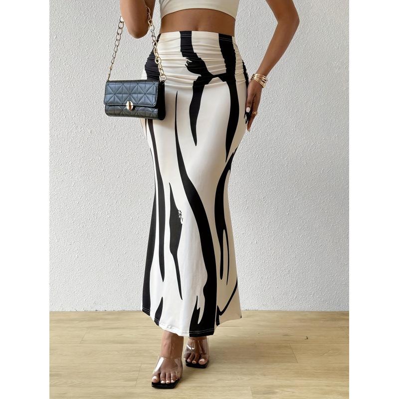 High Waist Zebra Print Fishtail Skirt - Fashionable European & American Women's Clothing, 2025 Edition