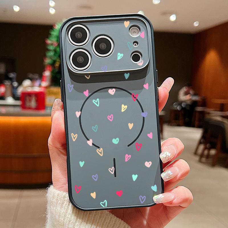 

Яркий чехол для телефона с принтом в виде сердечек, магнитный, для iPhone 17 Pro Max 16 15 14 13 Pro Max, для Magsafe, беспроводная зарядка, ТПУ, жесткий ПК-чехол iPhone 15