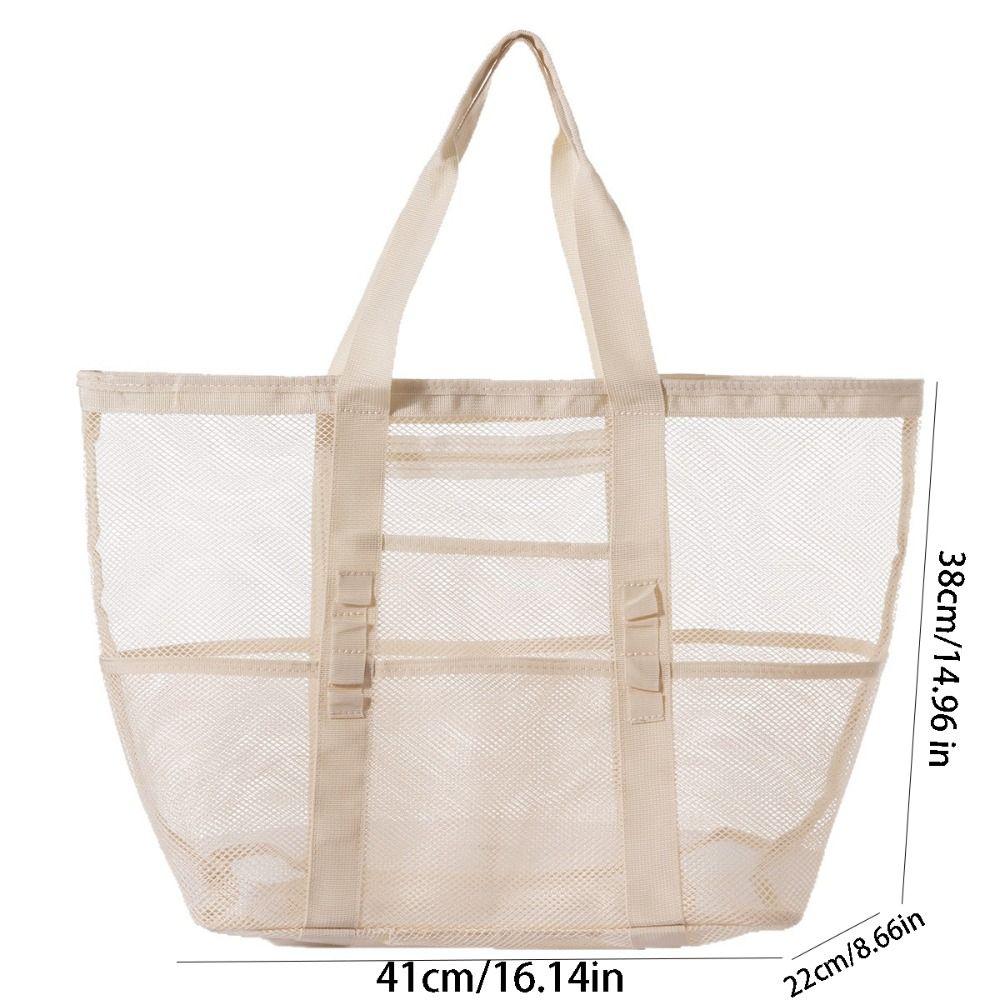 Nylon Toiletry Storage Bag Hollow Out Swimming Bag Soild Color Mesh Beach Bag Travel