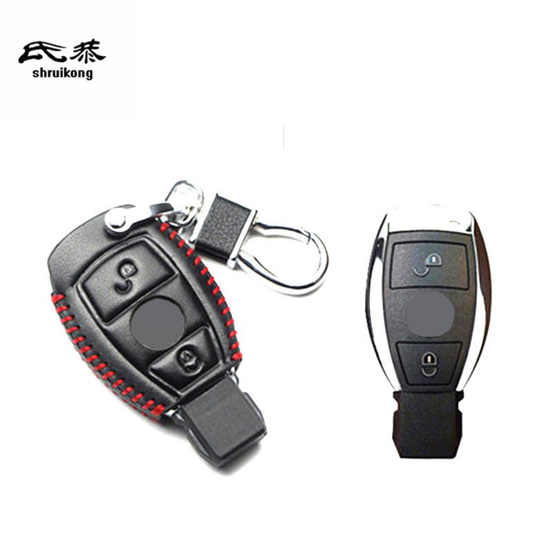 1Set Leather Car Key Case Bag Protection Cover For Mercedes Benz W210 W211 W212 W124 W176 W202 W205 GLK SLK Accessories