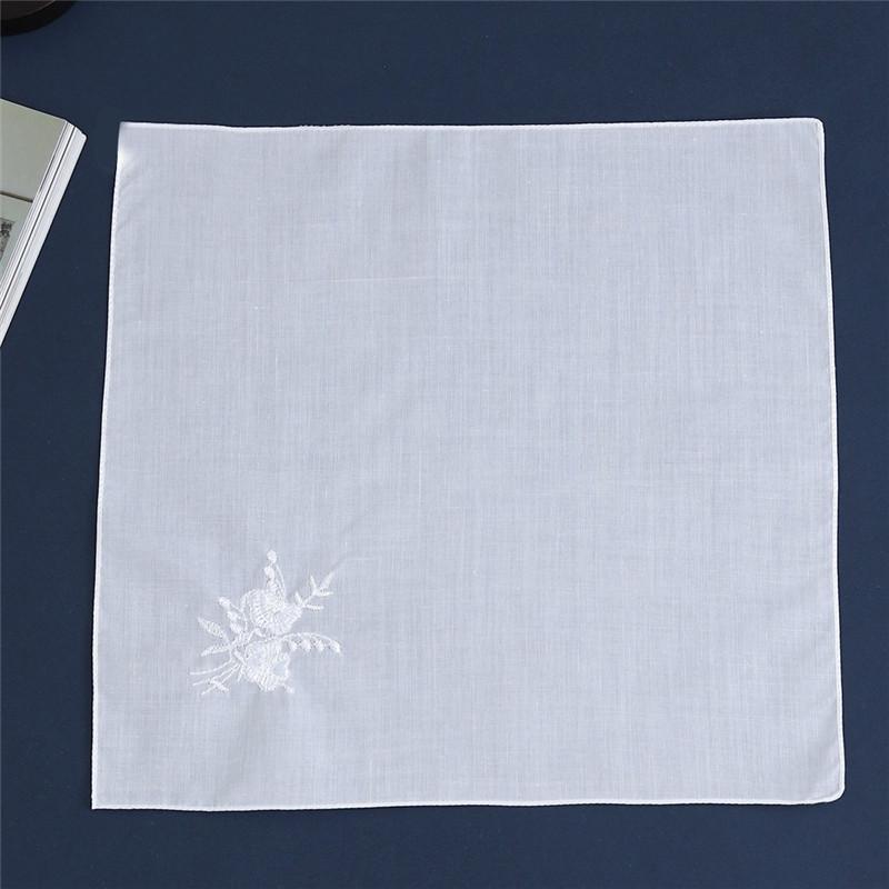 6Pcs 28x28cm Square Polyester Flower Embroidered Small Thin Women Lady Handkerchief Wedding Party Decor Gift