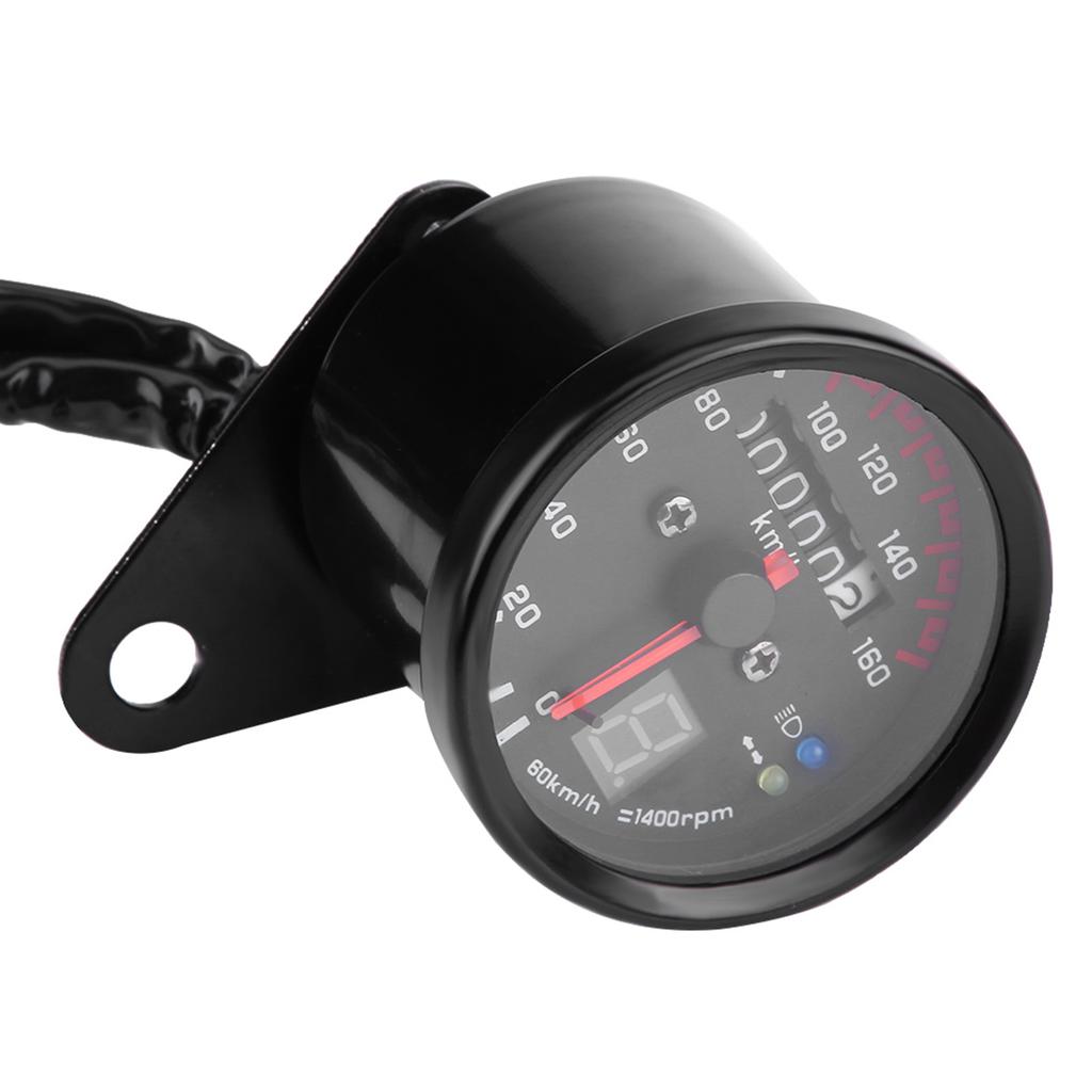 Universal Motorcycle Digital Odometer Speedometer Tachometer Gauge with LED Indicator Black