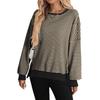Women's Long Sleeve Striped Neck Sweatshirt, Casual Loose Fit Pullover