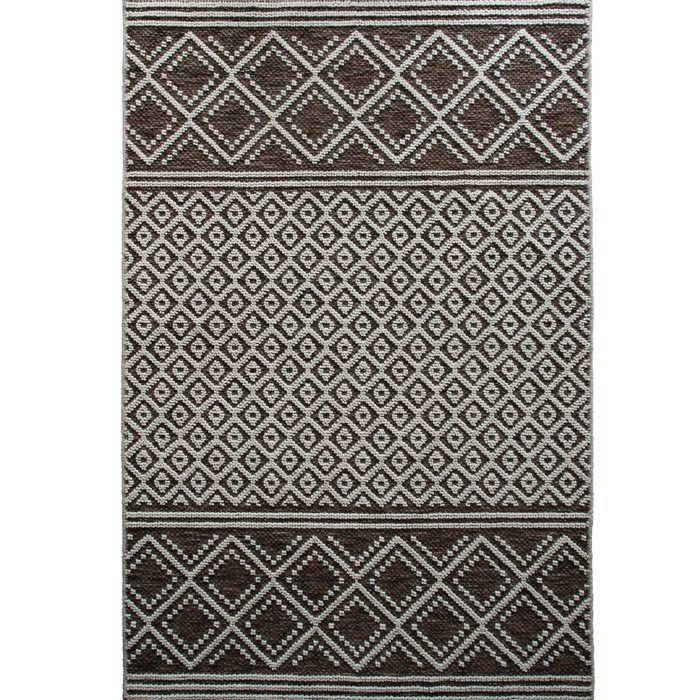 Tapis moderne à motif croisillons en relief brun 160x230