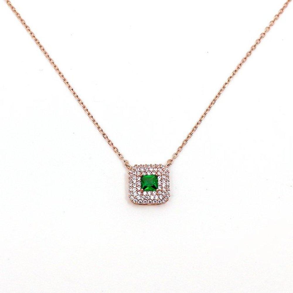 [Opalhouse] 925 Silver Emerald Q Square Necklace Opmun11931