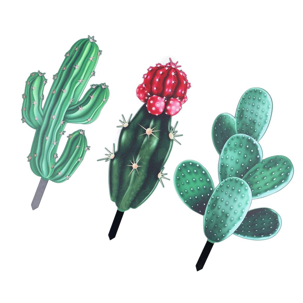 Cactus Flower Decor Insert Acrylic Simulation Cactus Decorative Ornament Stake Outdoor Art Plant