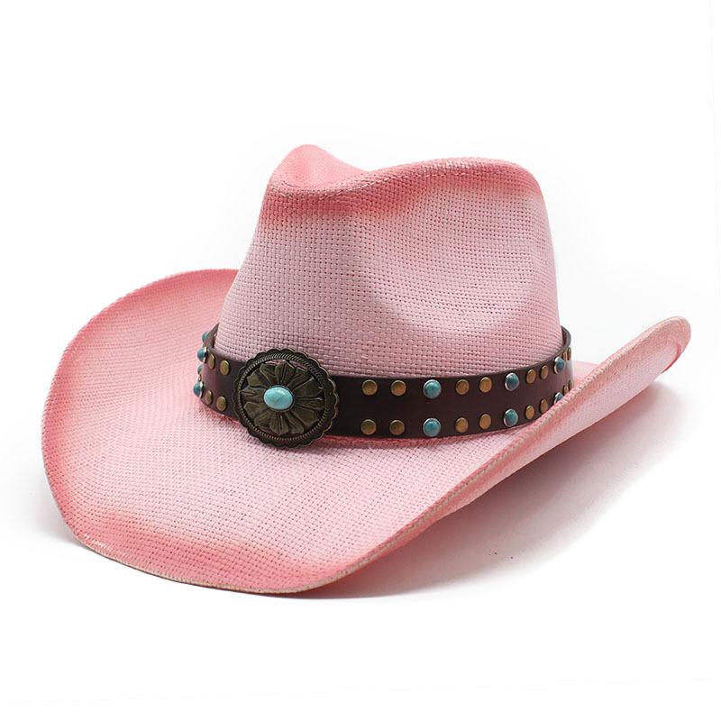 

Ковбойская шляпа в стиле вестерн-джаз, мужские и женские рога, европейские и американские новые продукты M（56-58cm） роза розовый