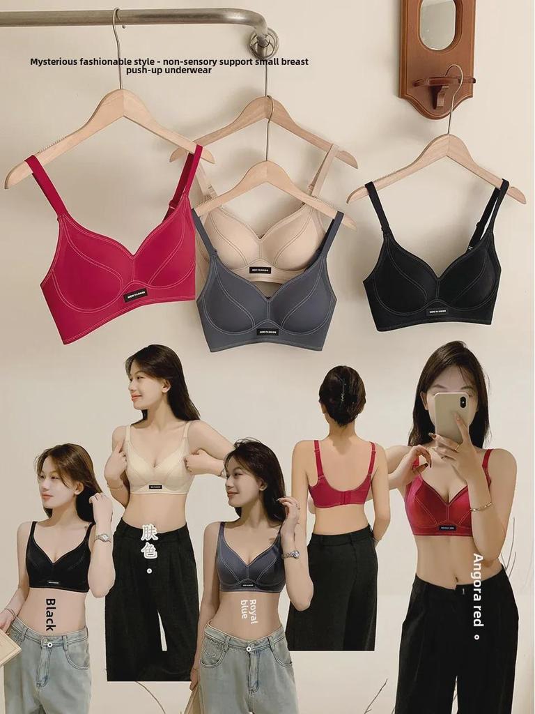 Zodiac Red Seamless Women's Bra: Thin, Gathered, Wireless, Anti-Sag, Beautiful Back Design